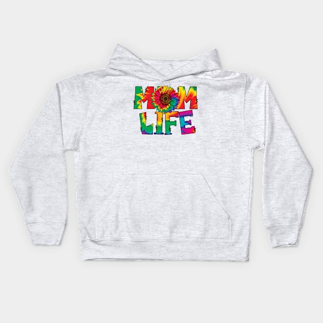 Tie dye sunflower mom life Kids Hoodie by Samphelinshop